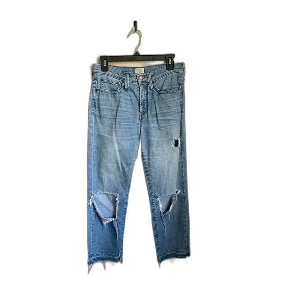 J.Crew Distressed Straight Leg Jeans, Size 26P - Picture 1 of 10